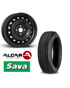 Vinter komplethjul i 15'' til Fiat 500 Electro med Sava dæk