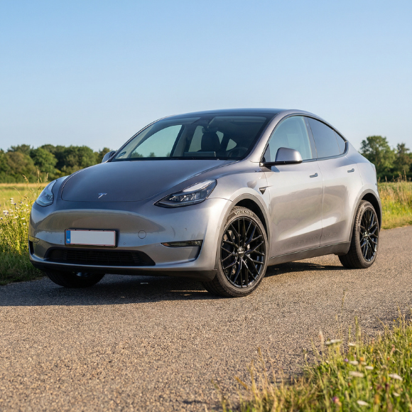 Tesla model Y med Monaco Wheels GPX og Vredestein Sommerdæk Tesla model Y med Monaco Wheels GPX og Vredestein Sommerdæk